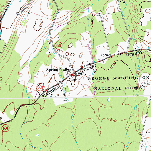 Topographic Map of Spring Valley Church, VA