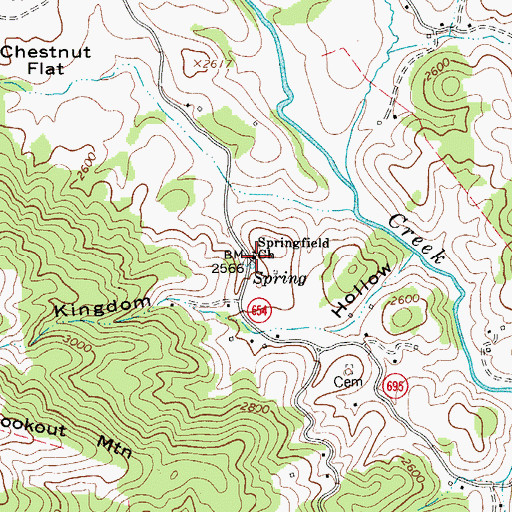 Topographic Map of Springfield Church, VA