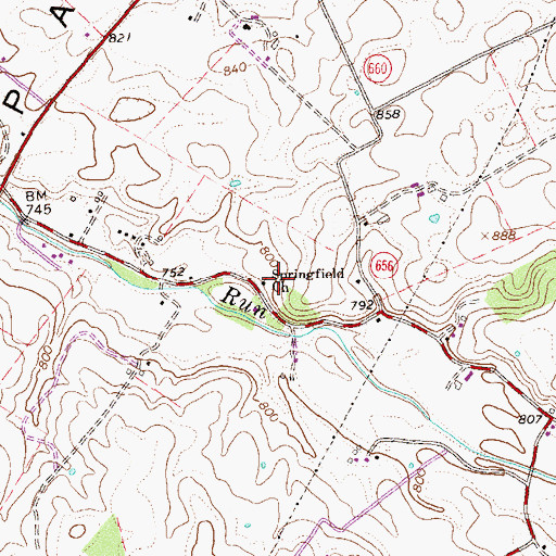 Topographic Map of Springfield Church, VA