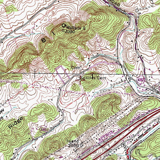 Topographic Map of Sproles Cemetery, VA