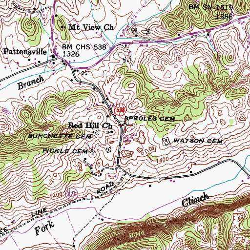 Topographic Map of Sproles Cemetery, VA