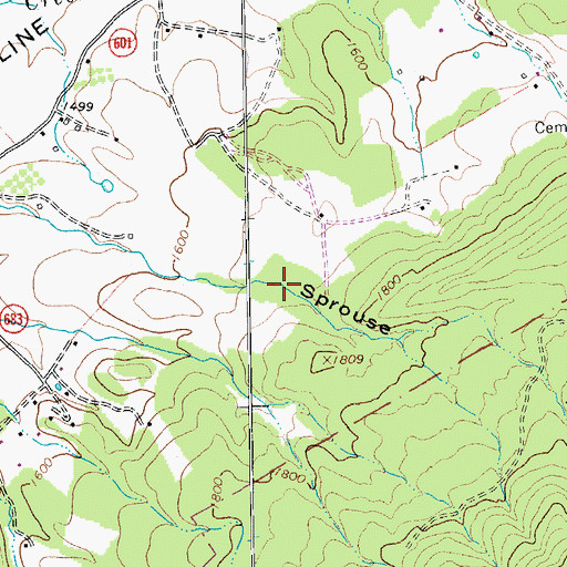 Topographic Map of Sprouse Hollow, VA