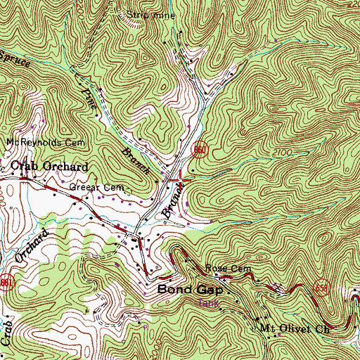 Topographic Map of Spruce Pine Branch, VA