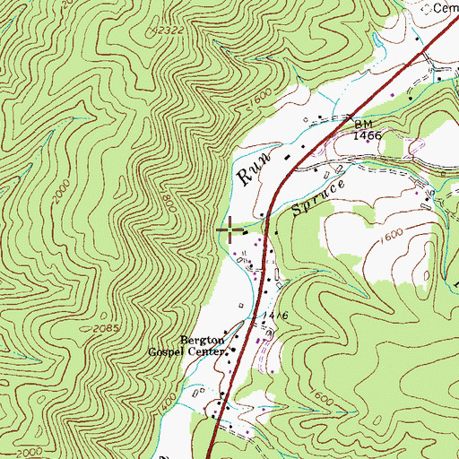 Topographic Map of Spruce Run, VA