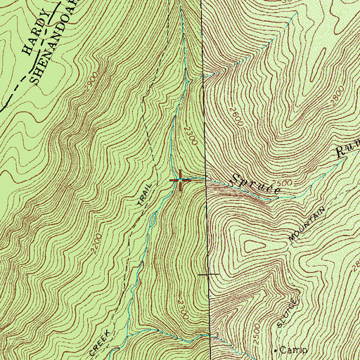 Topographic Map of Spruce Run, VA