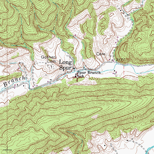Topographic Map of Spur Branch School, VA