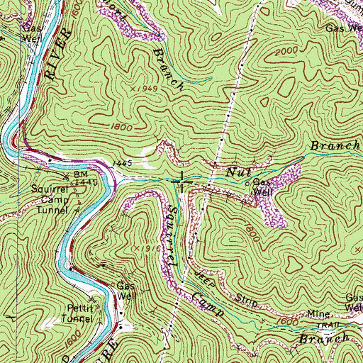 Topographic Map of Squirrel Camp Branch, VA