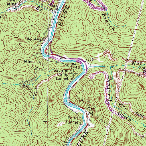 Topographic Map of Squirrel Camp Tunnel, VA