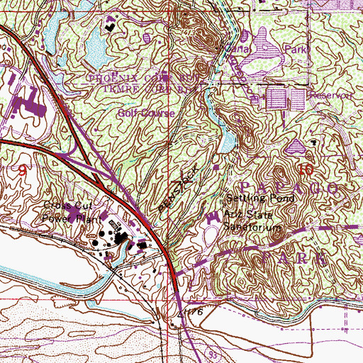 Topographic Map of Papago Park-Tempe, AZ