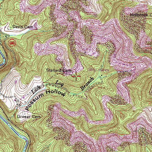 Topographic Map of Stallard Cemetery, VA