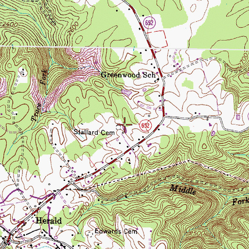 Topographic Map of Stallard Cemetery, VA