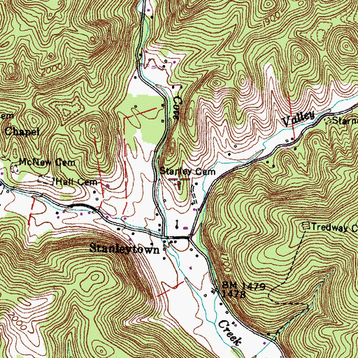 Topographic Map of Stanley Cemetery, VA