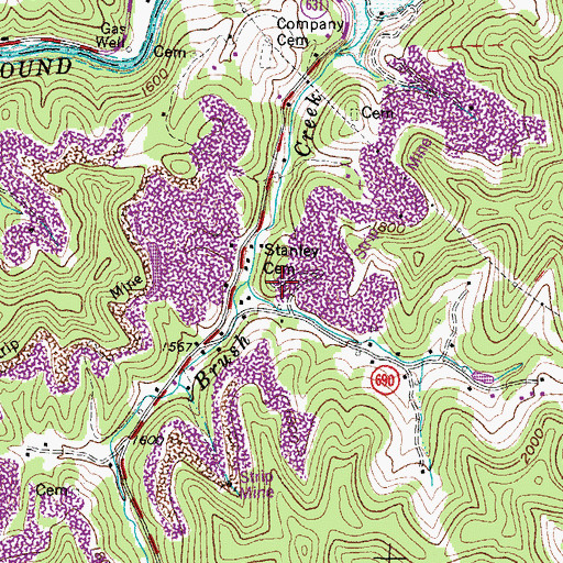 Topographic Map of Stanley Cemetery, VA