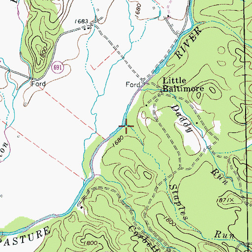 Topographic Map of Staples Run, VA