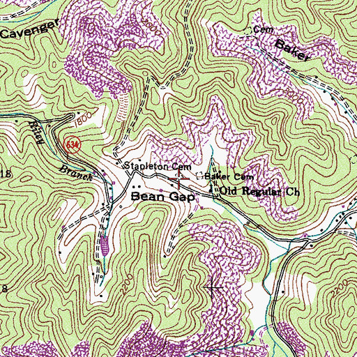 Topographic Map of Stapleton Cemetery, VA