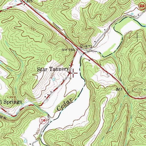 Topographic Map of Star Tannery, VA