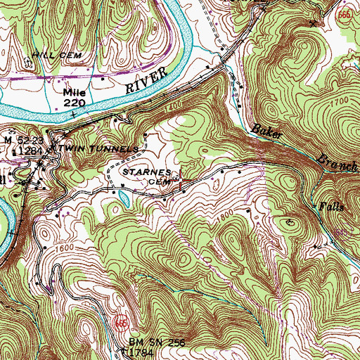 Topographic Map of Starnes Cemetery, VA