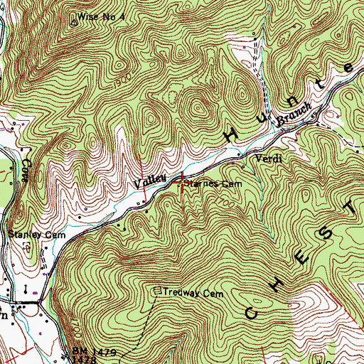 Topographic Map of Starnes Cemetery, VA