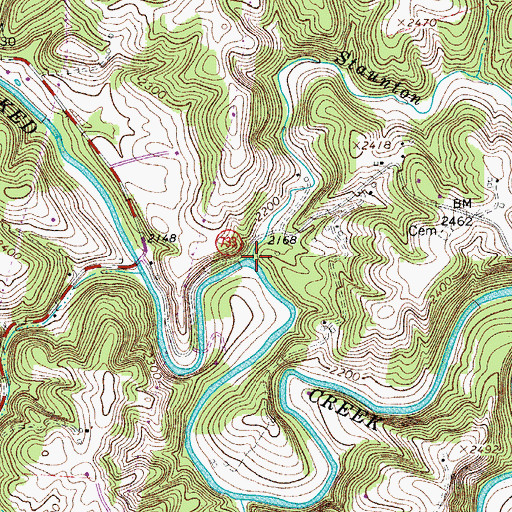 Topographic Map of Staunton Branch, VA