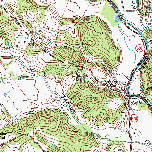 Topographic Map of Steele Cemetery, VA