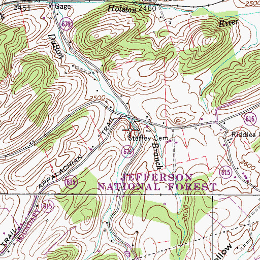 Topographic Map of Steffey Cemetery, VA