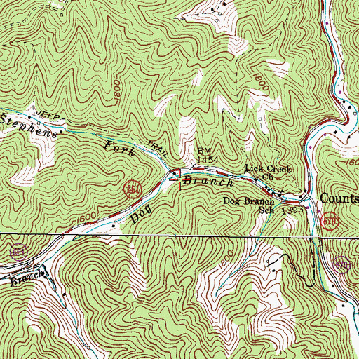 Topographic Map of Stephens Fork, VA