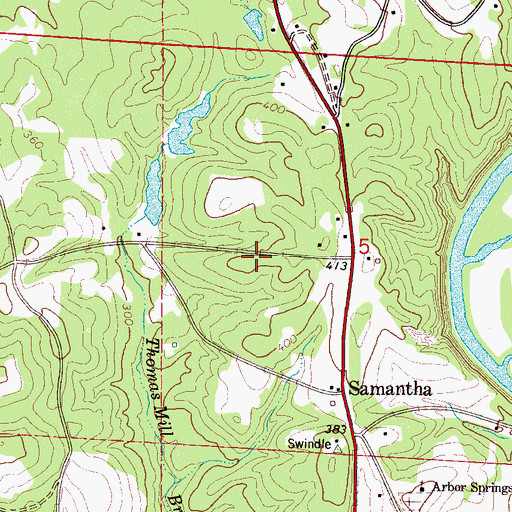 Topographic Map of Winters Cemetery, AL