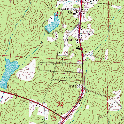 Topographic Map of Wood Estates, AL