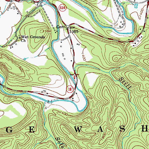 Topographic Map of Still Run, VA
