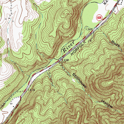 Topographic Map of Stillhouse Hollow, VA