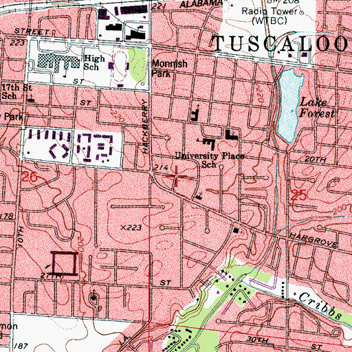 Topographic Map of Wood Manor, AL