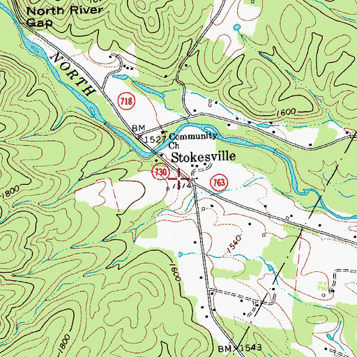 Topographic Map of Stokesville, VA
