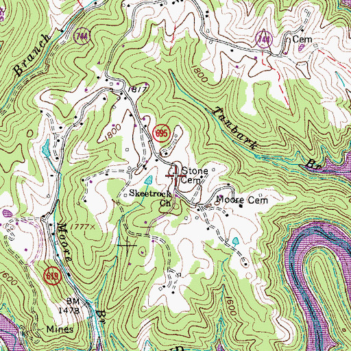 Topographic Map of Stone Cemetery, VA