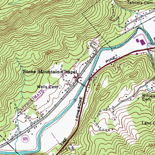 Topographic Map of Stone Mountain Chapel, VA