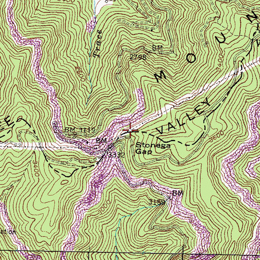 Topographic Map of Stonega Gap, VA