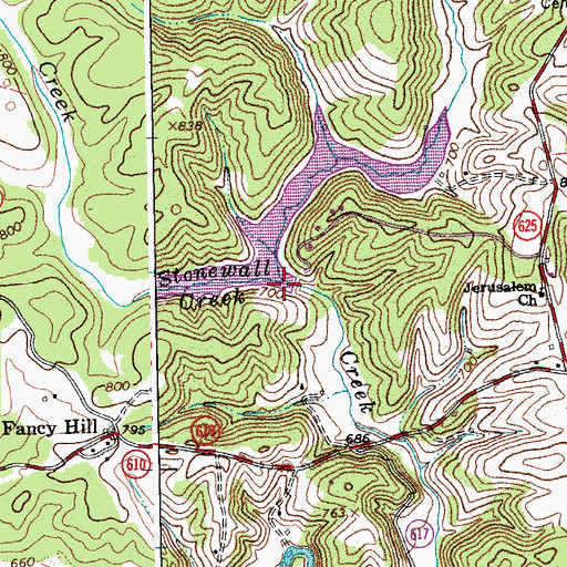 Topographic Map of Stonewall Creek, VA