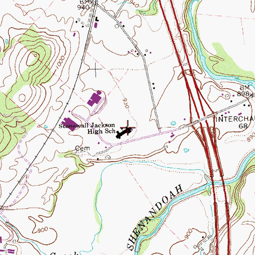 Topographic Map of Stonewall Jackson High School, VA