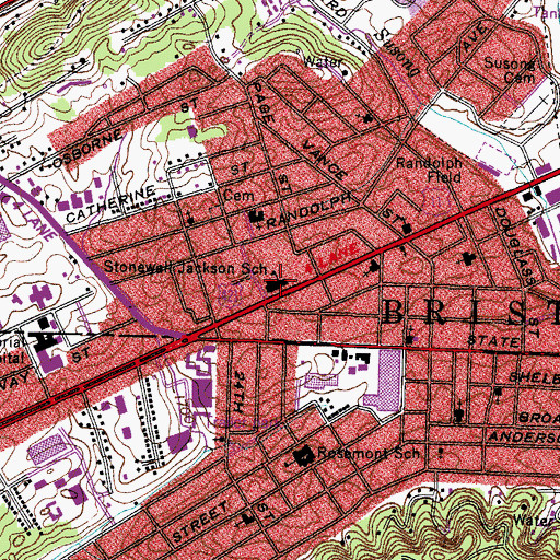 Topographic Map of Stonewall Jackson Elementary School, VA