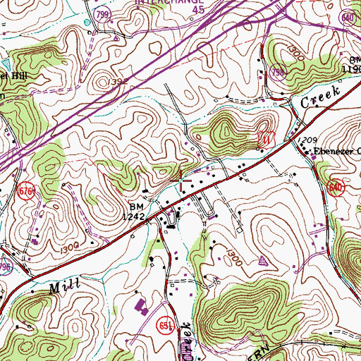 Topographic Map of Stony Battle Creek, VA