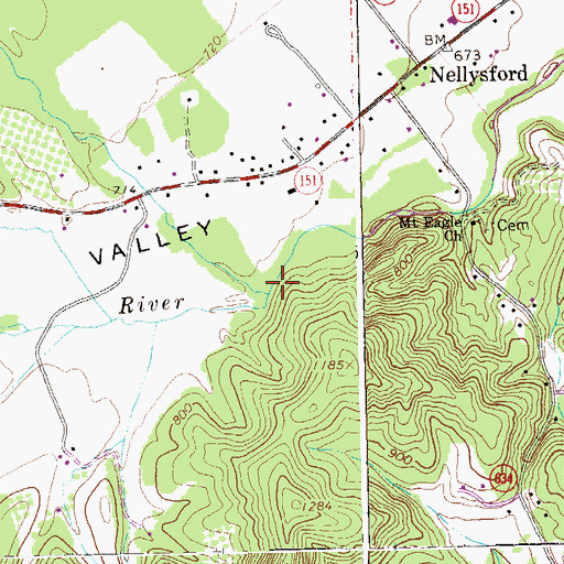 Topographic Map of Stony Creek, VA