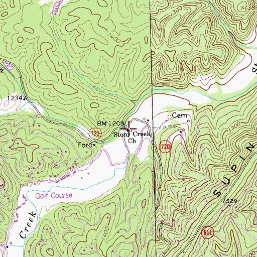 Topographic Map of Stony Creek Church, VA
