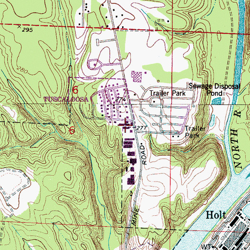 Topographic Map of Wood Villas, AL