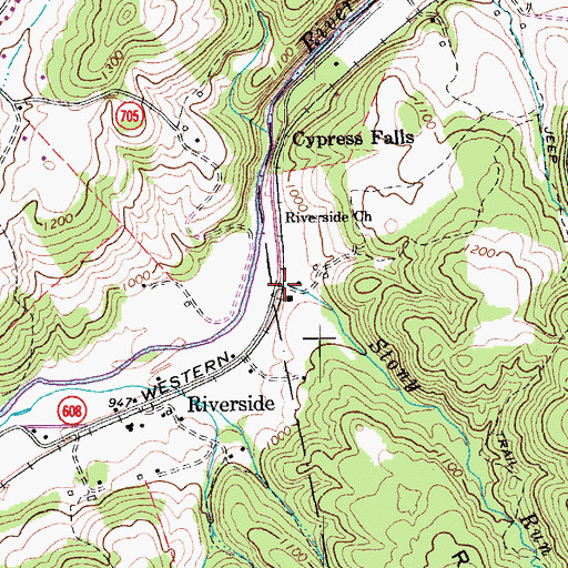 Topographic Map of Stony Run, VA