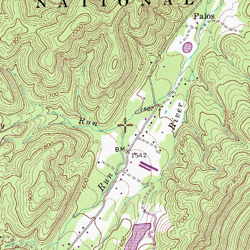 Topographic Map of Stony Run, VA