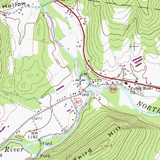 Topographic Map of Stony Run, VA