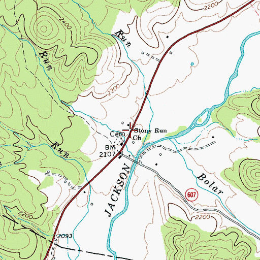 Topographic Map of Stony Run Cemetery, VA