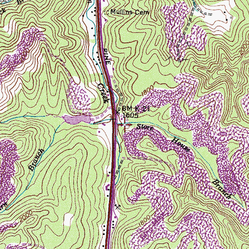 Topographic Map of Store House Branch, VA