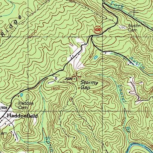 Topographic Map of Stormy Gap, VA