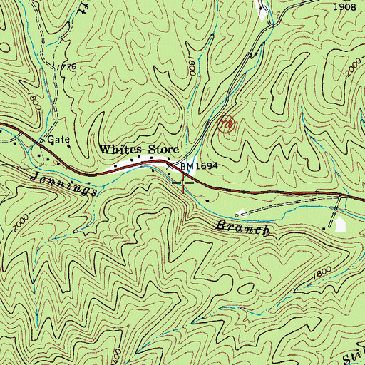 Topographic Map of Stoutameyer Branch, VA