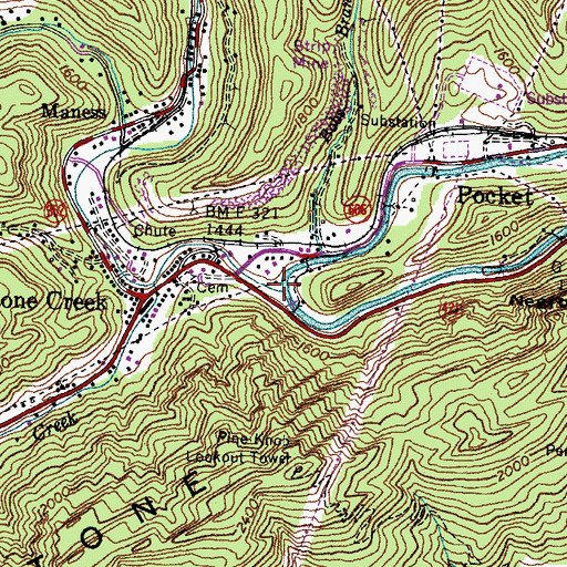 Topographic Map of Straight Creek, VA
